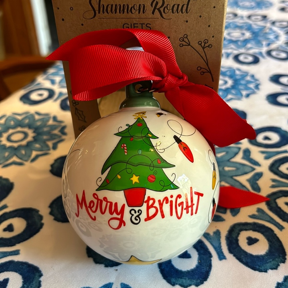 Shannon Road “Merry & Bright Christmas ornament. Comes in box with hanger. 🎄🎄